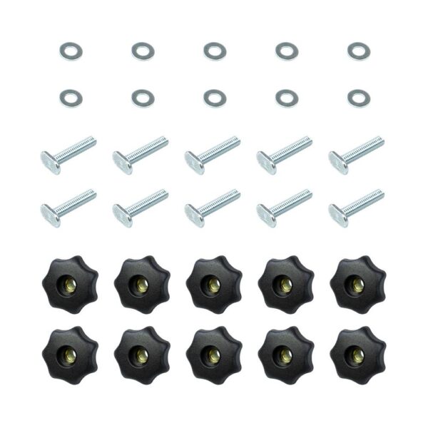 POWERTEC T-Track Knob Kit with 7 Star 5/16 in.-18 Threaded Knob, Bolts and Washers for Woodworking Jigs and Fixtures (Set of 10)