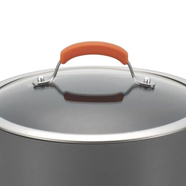 Rachael Ray Classic Brights 5 qt. Hard-Anodized Aluminum Nonstick Saute Pan in Orange and Gray with Glass Lid