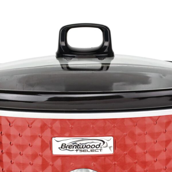 Brentwood Appliances Diamond 7 Qt. Red Slow Cooker with Tempered Glass Lid