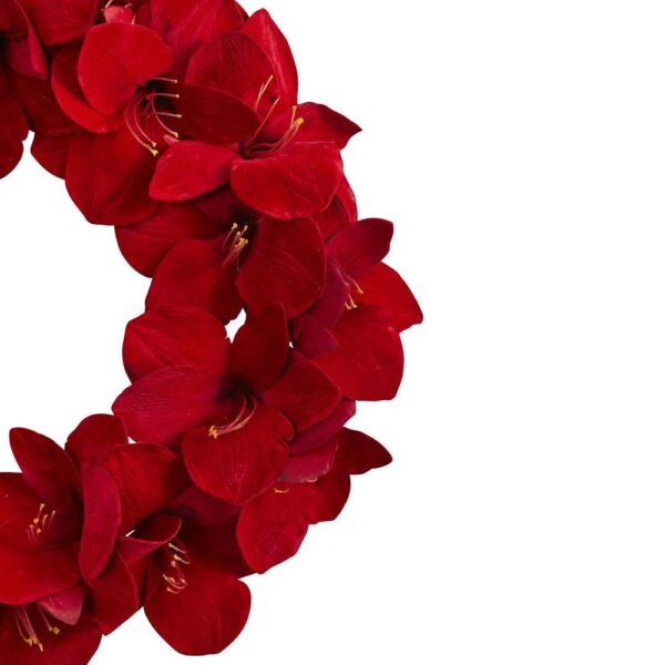 Nearly Natural 22 in. Amaryllis Artificial Wreath