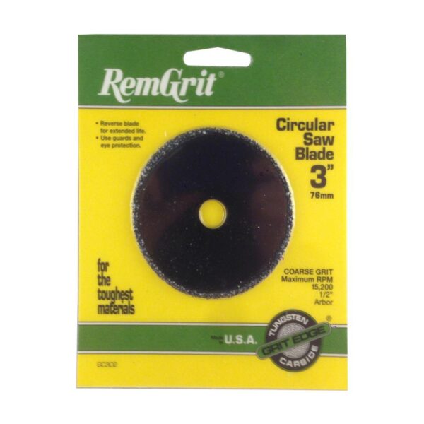 RemGrit 3 in. Diameter 1/2 in. Arbor Coarse Grit Carbide Grit Circular Saw Blade