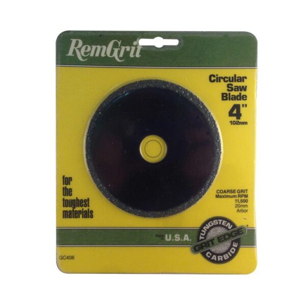 RemGrit 4 in. Diameter 25/32 in. Arbor Coarse Grit Carbide Grit Circular Saw Blade