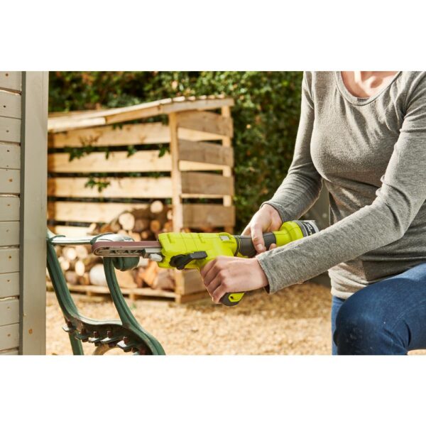 RYOBI ONE+ 18V Cordless 1/2 in. x 18 in. Belt Sander (Tool Only) with 1/2 in x 18 in. Sanding Belts (3-Pack)