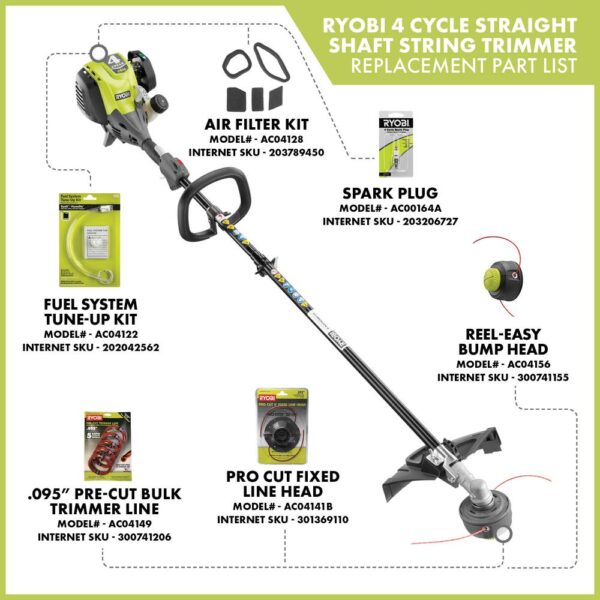 RYOBI 4-Cycle 30cc Attachment Capable Straight Shaft Gas Trimmer
