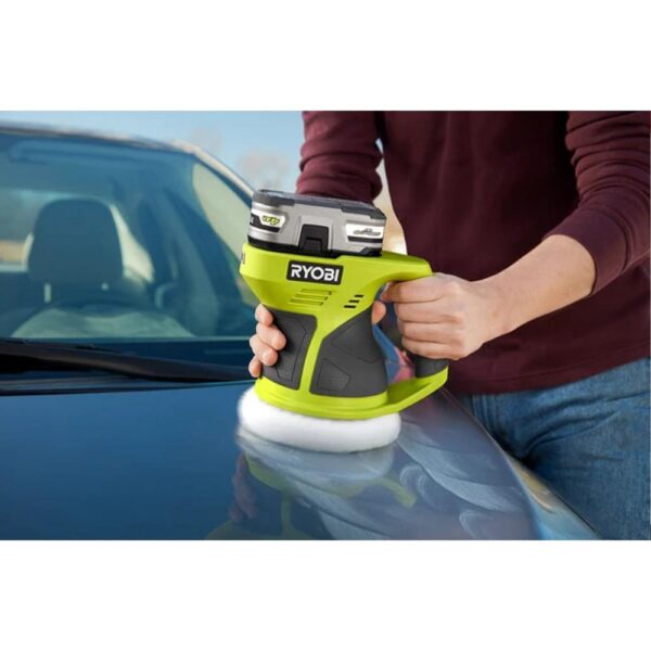 RYOBI ONE+ 18V Cordless 6 in. Buffer (Tool Only) w/ Extra 4-7 in. Microfiber and Synthetic Fleece Buffing Bonnet Set (2-Piece)