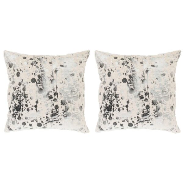 Safavieh Nars White and Charcoal Grey Graphic Down Alternative 20 in. x 20 in. Throw Pillow (Set of 2)