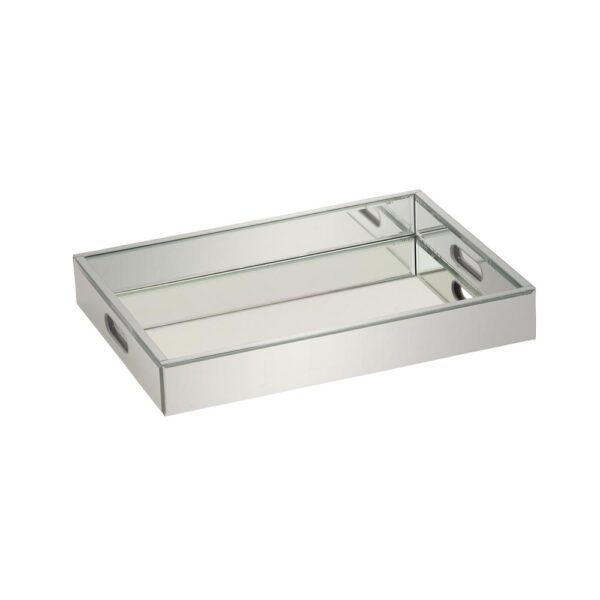 LITTON LANE 18 in. x 3 in. Modern Silver-Finished Decorative Mirror Tray
