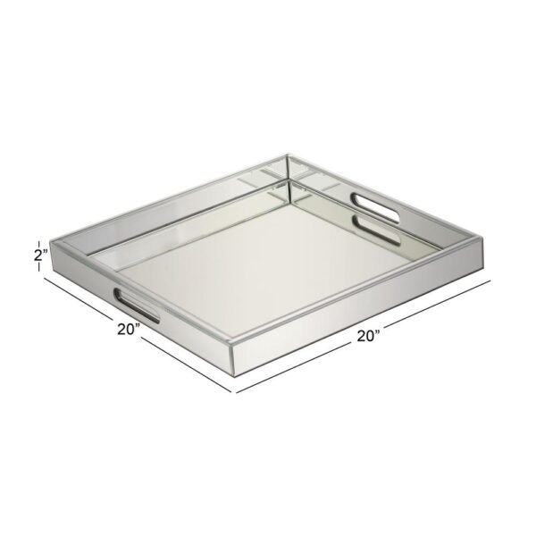 LITTON LANE 20 in. x 2 in. Modern Silver-Finished Decorative Mirror Tray