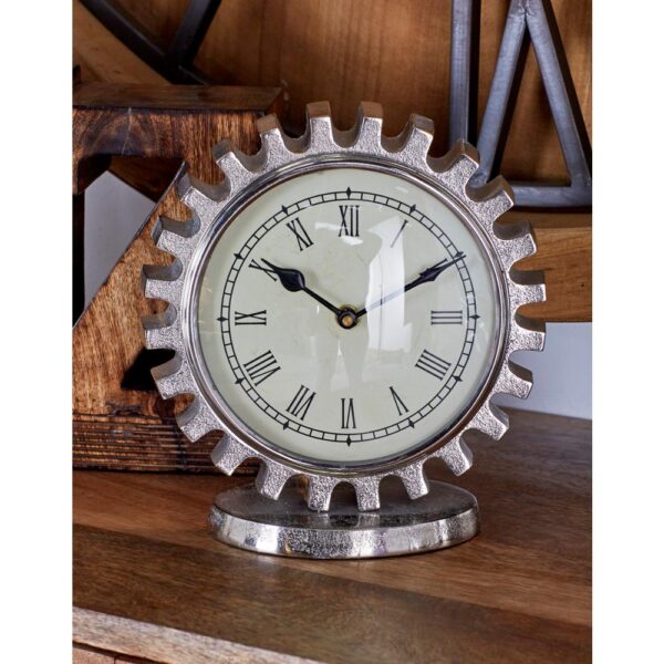 LITTON LANE Vintage Silver Gear Table Clock