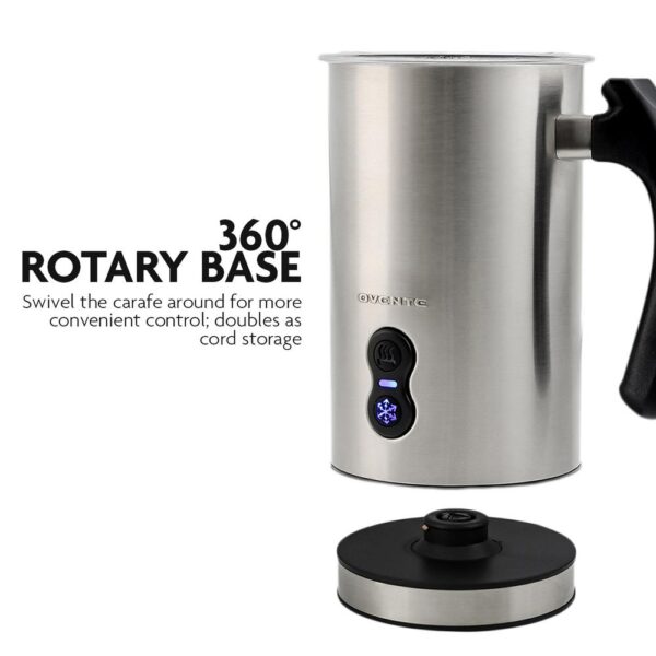 Ovente 8 oz. Silver Automatic Electric Milk Frother and Steamer Hot or Cold Froth Functionality Foam Maker and Warmer