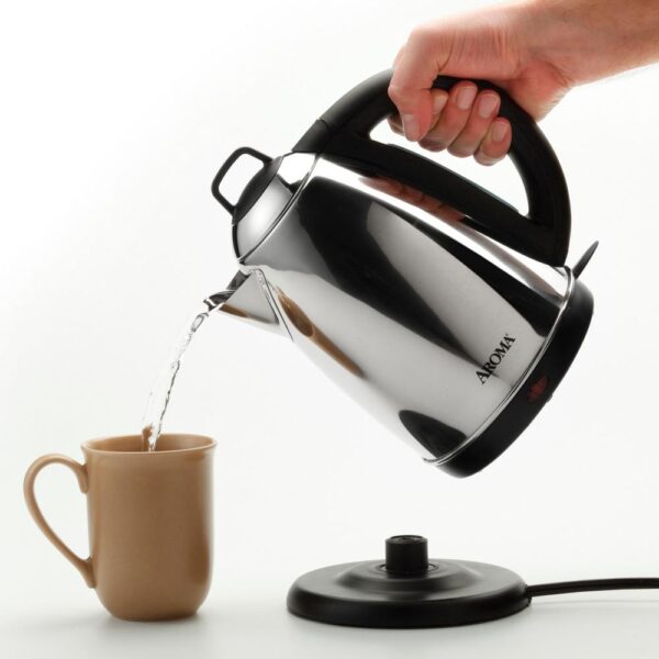 AROMA Hot H20 X-Press 6-Cup Stainless Steel Cordless Electric Kettle