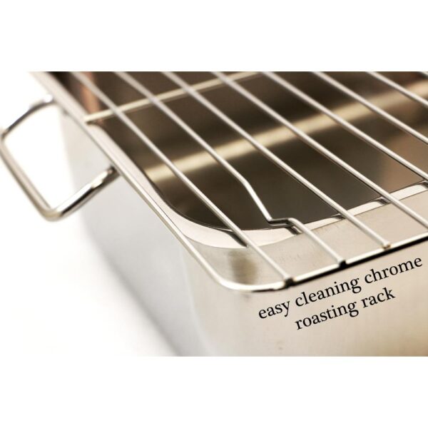 ExcelSteel 4-Piece All-in-one Stainless Steel Roaster and Lasagna Pan with Plastic Cover