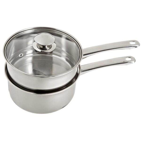 ExcelSteel 3-Piece 2.5 Qt Stainless Steel Double Boiler with Lid