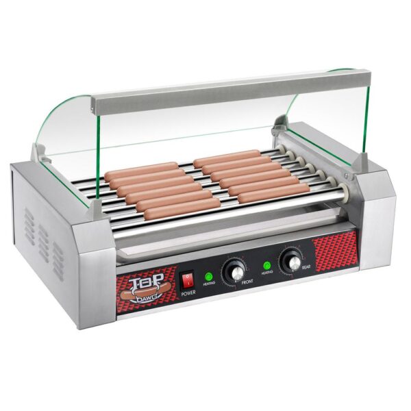 Great Northern Commercial 1400-Watts 18-Hot Dog 7-Roller Grilling Machine with Cover
