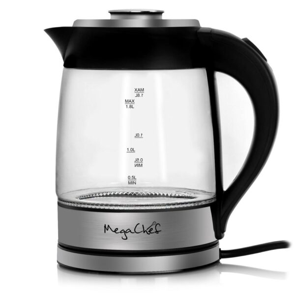 MegaChef 7.6 Cup Stainless Steel Cordless Electric Kettle with LED Base