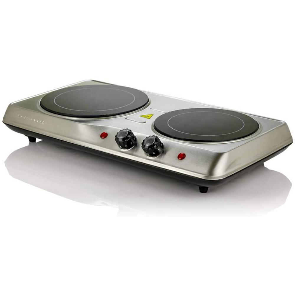 7 in. Silver Single Hot Plate Electric Glass Infrared Stove, 1000