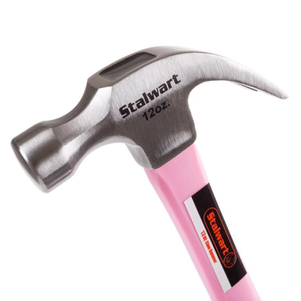 Stalwart 12 oz. Pink Claw Hammer with 12 in. Fiberglass Handle