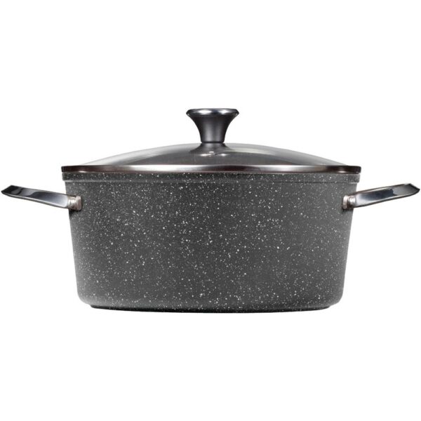 Starfrit The Rock 7.2 qt. Aluminum Nonstick Stock Pot in Black Speckle with Glass Lid