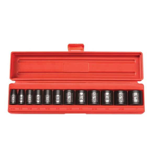 TEKTON 3/8 in. Drive 5/16-1 in. 6-Point Shallow Impact Socket Set (12-Piece)