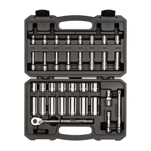TEKTON 3/8 in. Drive 6-Point Socket & Ratchet Set, 35-Piece (1/4-1 in.)