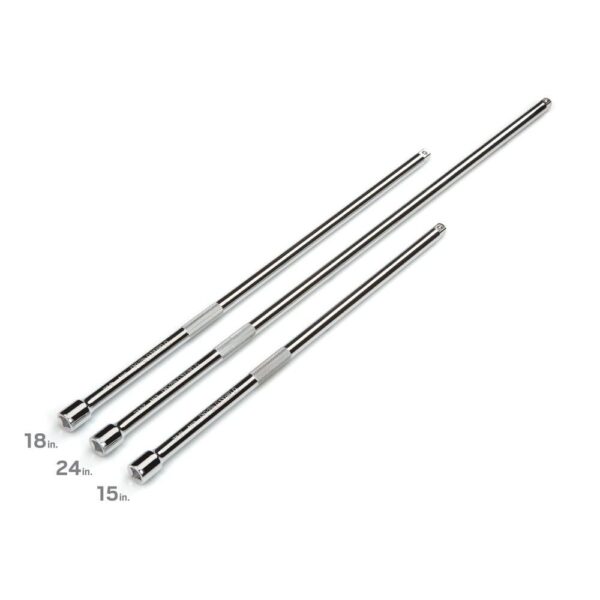 TEKTON 3/8 in. Drive 15, 18, 24 in. Long Extension Bar Set (3-Piece)