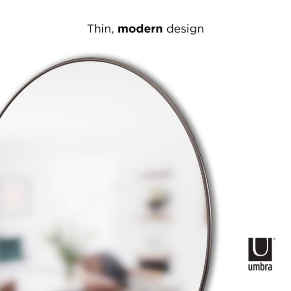 Umbra Hub Round Contemporary Mirror Metallic Titanium (34 in. H x 34 in. W)