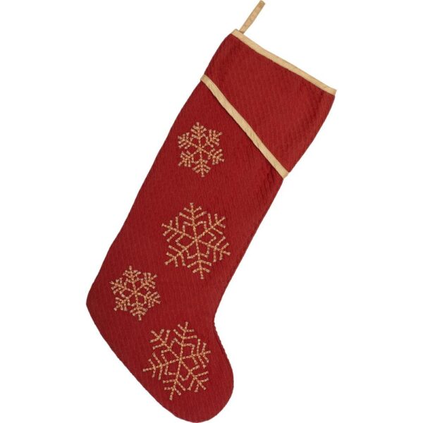 VHC Brands 20 in. Cotton/Nylon Revelry Brick Red Traditional Christmas Decor Stocking