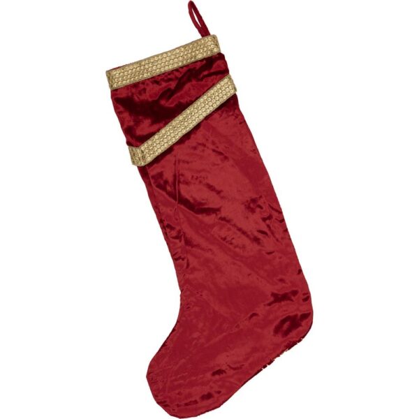 VHC Brands 20 in. Viscose Yule Christmas Red Glam Decor Stocking