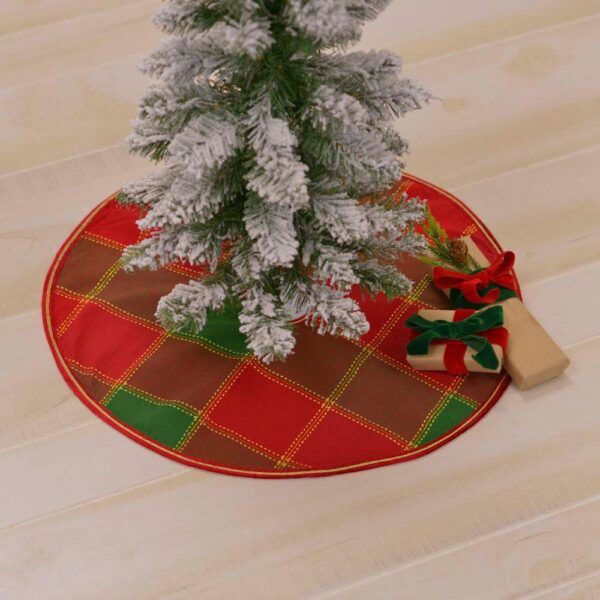 VHC Brands 21 in. Tristan Cherry Red Traditional Christmas Decor Mini Tree Skirt