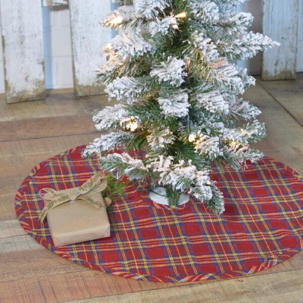 VHC Brands 21 in. Galway Barn Red Rustic Christmas Decor Mini Tree Skirt