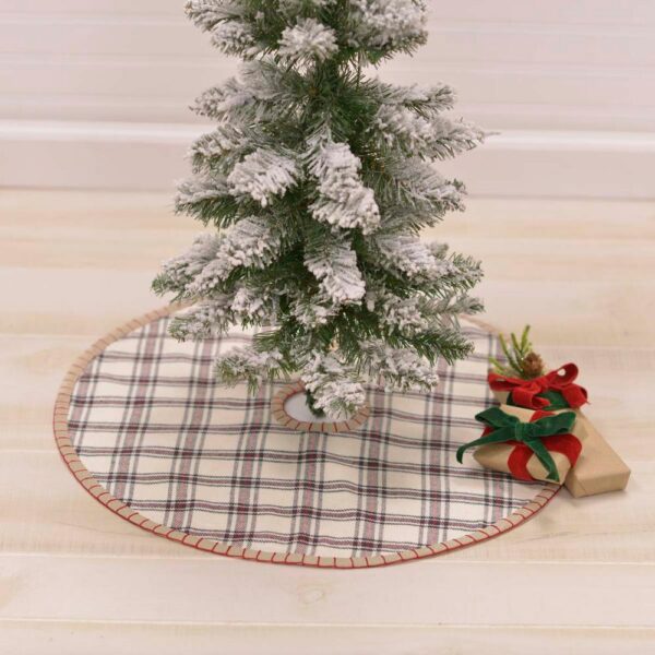 VHC Brands 21 in. Amory Ivory White Farmhouse Christmas Decor Mini Tree Skirt