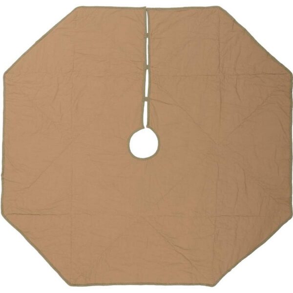 VHC Brands 48 in. Dolly Star Natural Tan Primitive Christmas Decor Tree Skirt