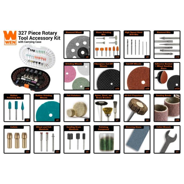 WEN Rotary Tool Accessory Kit with Carrying Case (327-Piece)