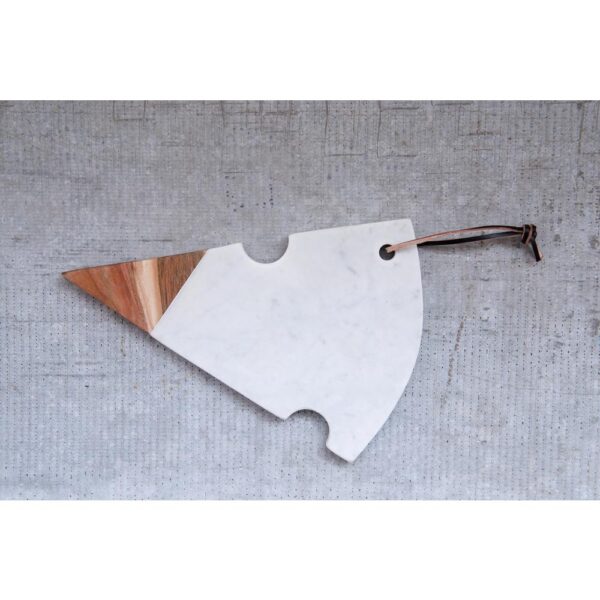 3R Studios Marble and Acacia Wood Cutting Board with Cheese Slice Shape