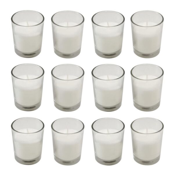 LUMABASE Candles (15 Hours) in Clear Glass Votives 12-Count