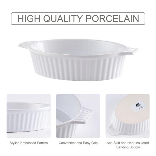MALACASA 2-Piece White Oval Porcelain Bakeware Set 12.75 in. and 14.5 in. Baking Dish