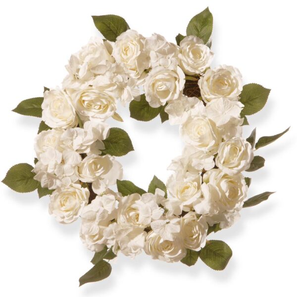 National Tree Company 16 in. White Rose Wreath
