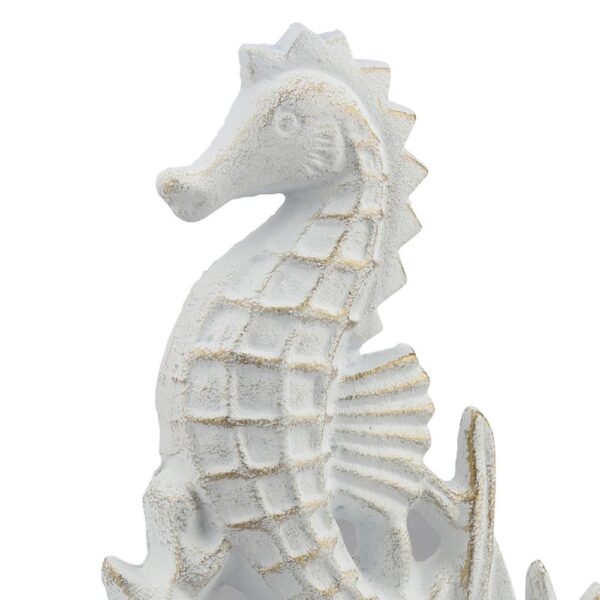 Stonebriar Collection 6 in. x 8 in. White and Gold Cast Iron Seahorse Door Stopper