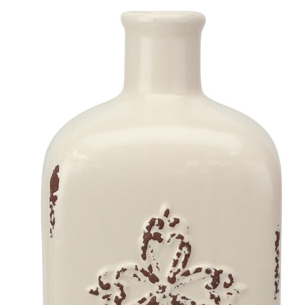 Stonebriar Collection Farmhouse Worn White Ceramic Decorative Vase