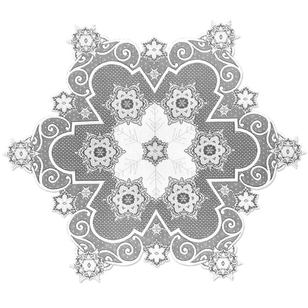 Heritage Lace Snowflake 47 in. W x 47 in. L White Floral Polyester Round Table Topper