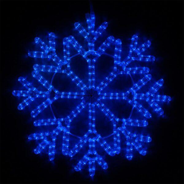 Wintergreen Lighting 24 in. 380-Light LED Blue 40 Point Hanging Snowflake Decor