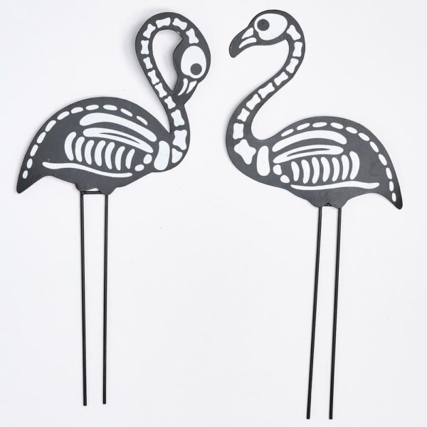 Worth Imports 20 in. Metal Halloween Skeleton Flamingo (Set of 2)