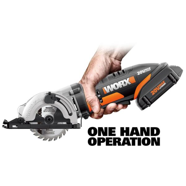 Worx POWER SHARE 20-Volt Worxsaw 3-3/8 in. Compact Circular Saw