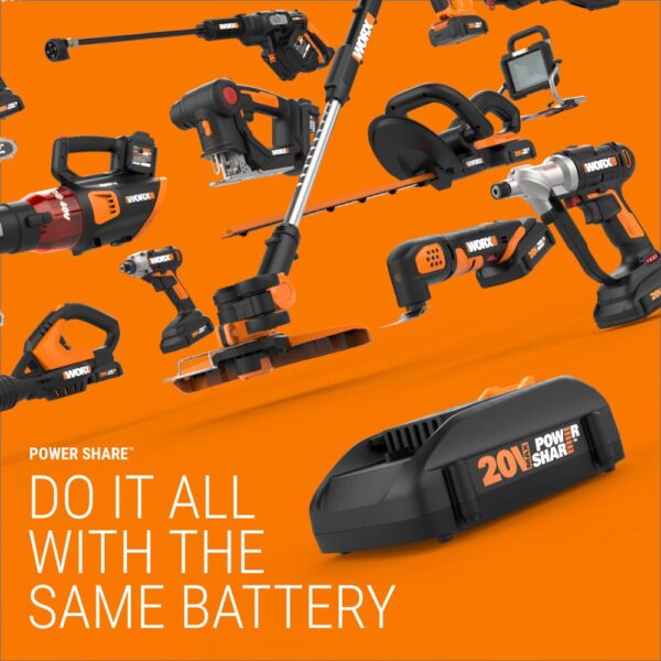 Worx POWER SHARE 20-Volt 10 in. Lithium-Ion Electric Cordless Grass Trimmer/Edger
