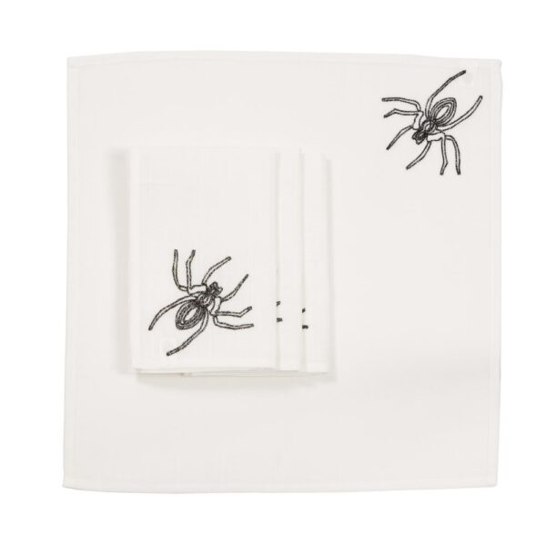 Xia Home Fashions 0.1 in. H x 20 in. W x 20 in. D Halloween Spider Web Napkins in White (Set of 4)