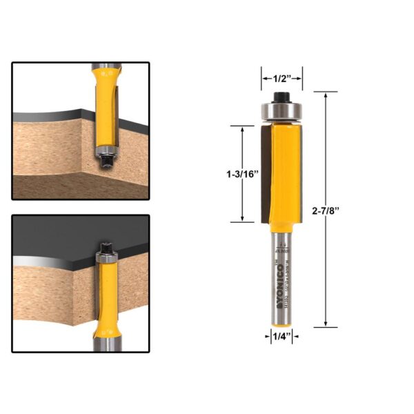 Yonico Flush Trim 1-1/4 in. L 1/4 in. Shank Carbide Tipped Router Bit